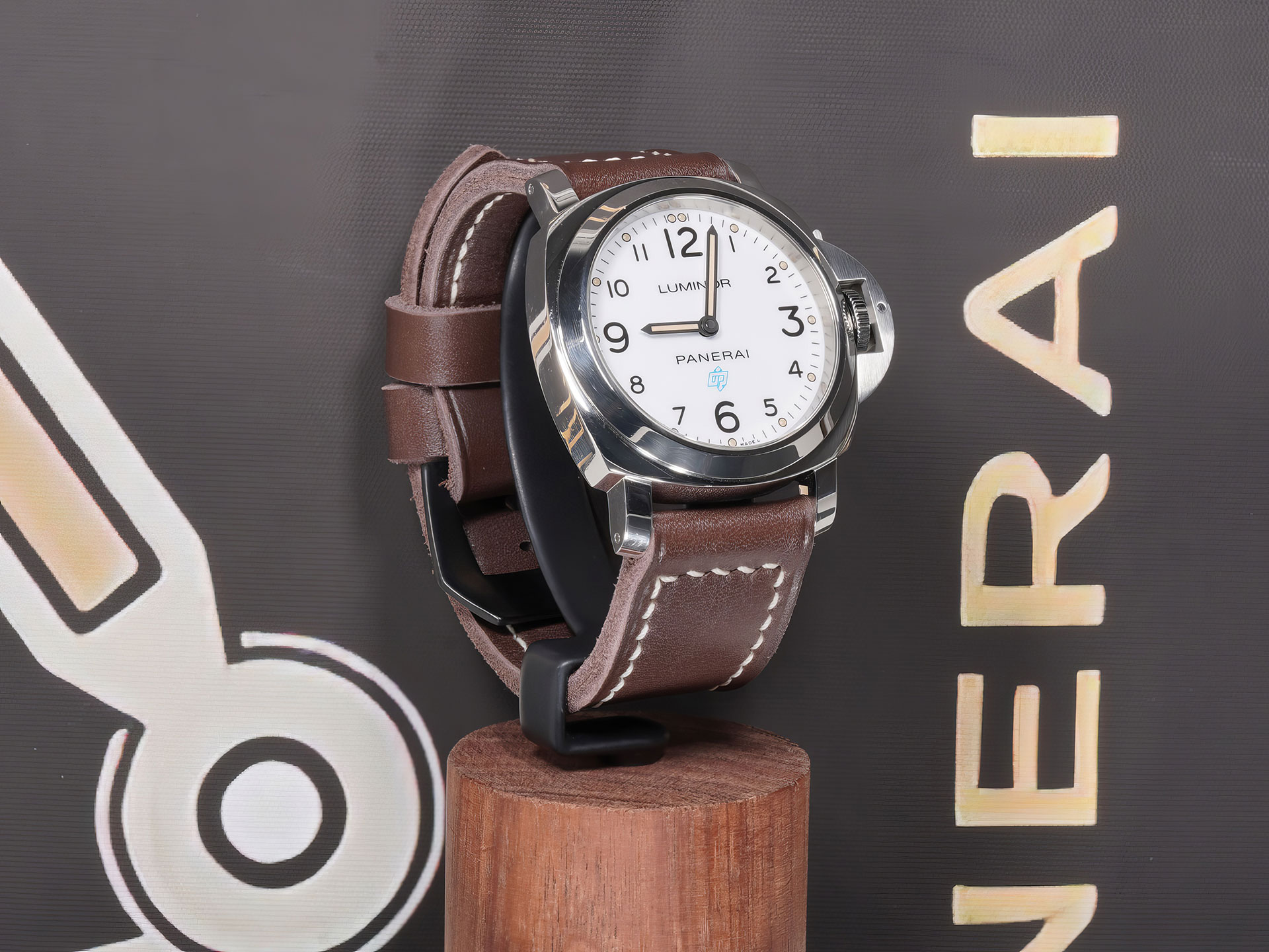 Thick soft strap for 44 mm Panerai in Magnetic Black