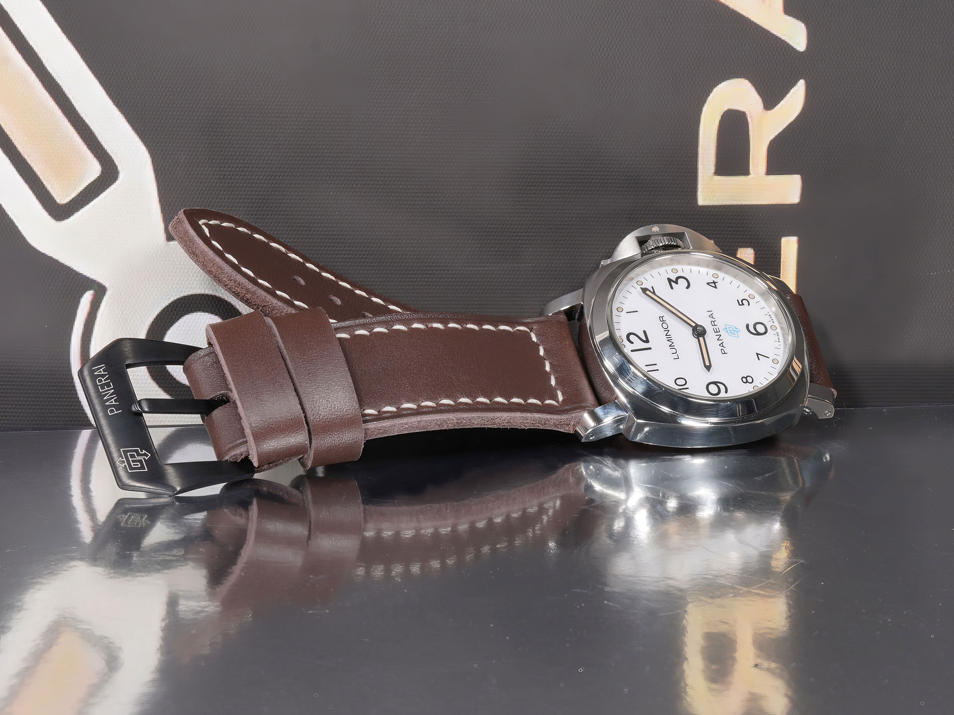 Magnetic Black watch strap handmade for Panerai Luminor 44 mm