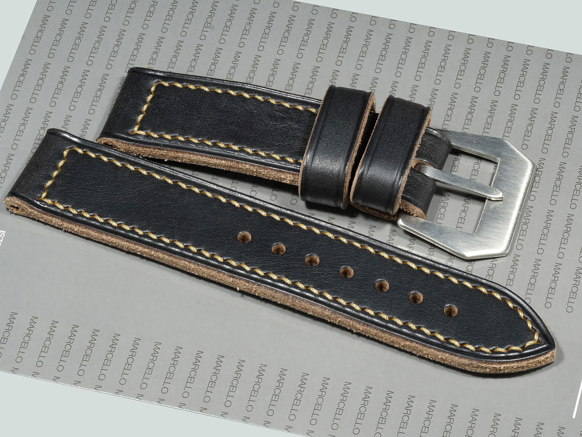 Rugged black watch strap made for Panerai Luminor