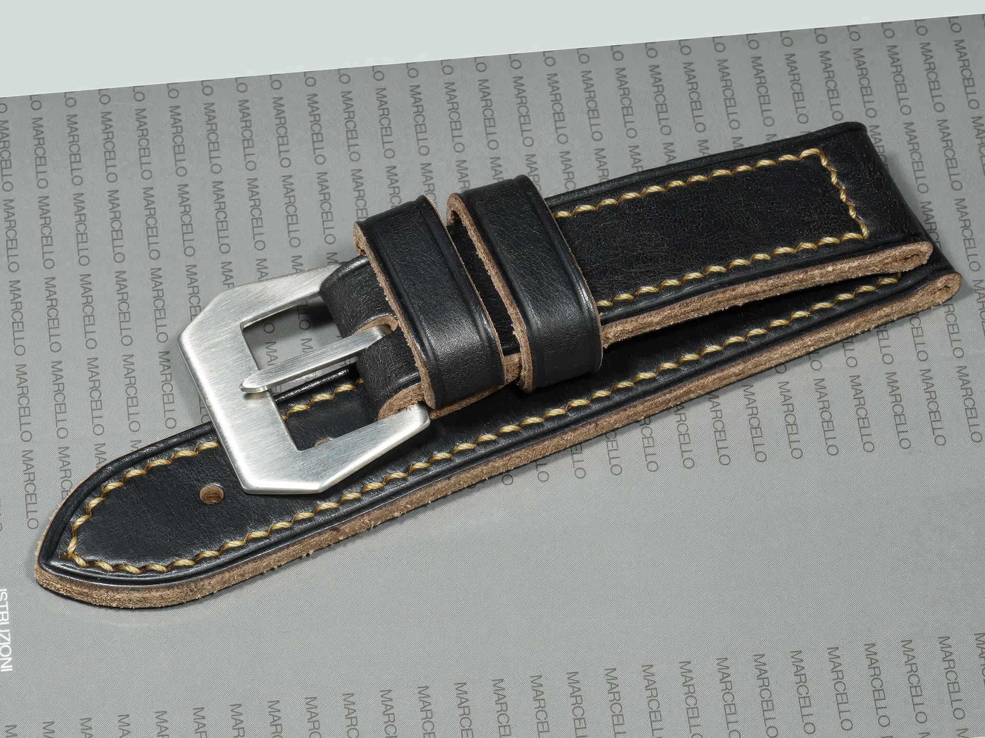 Vintage-style thick black Panerai replacement strap