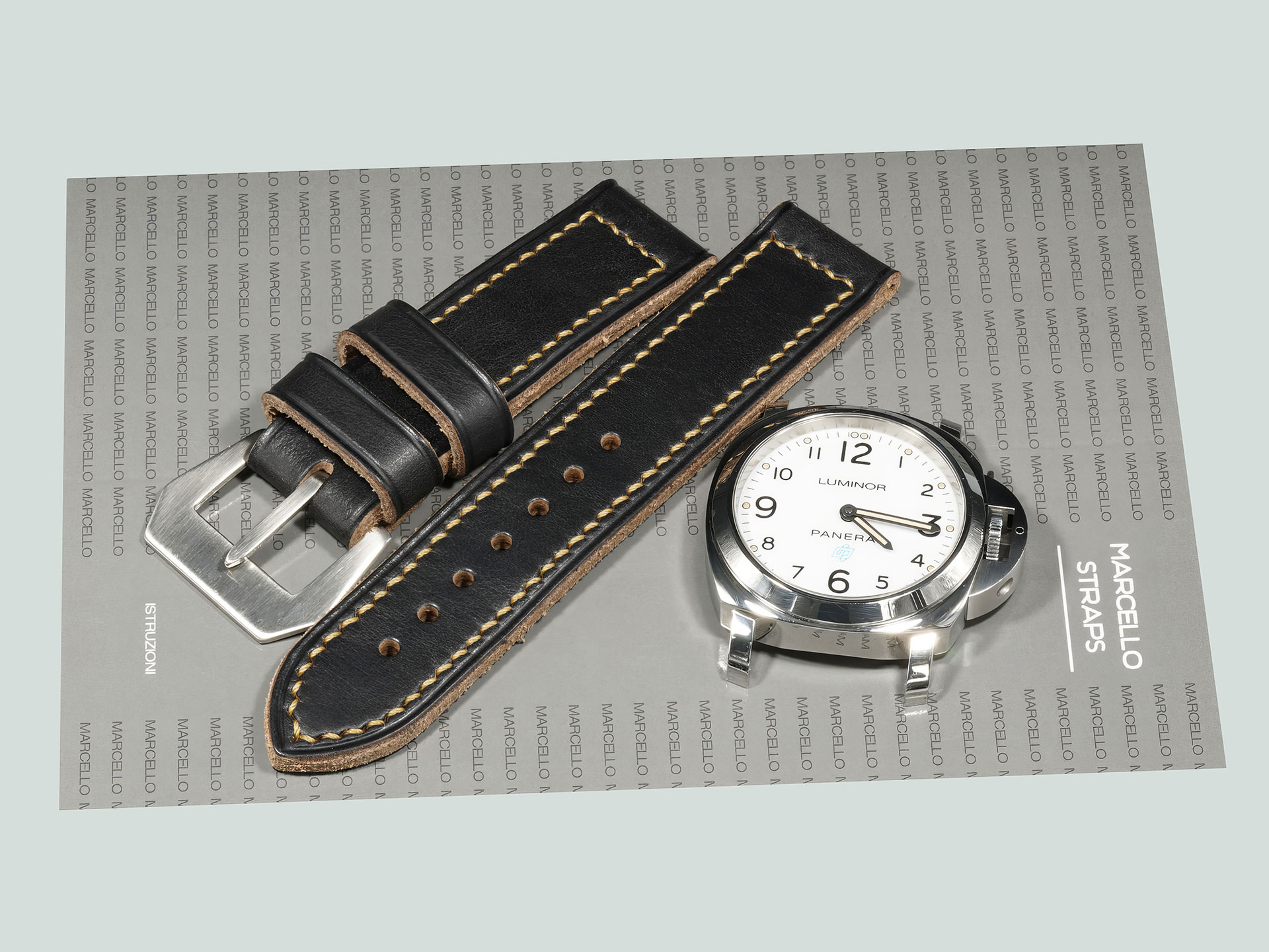 Black Panerai watch band with strong profile and texture