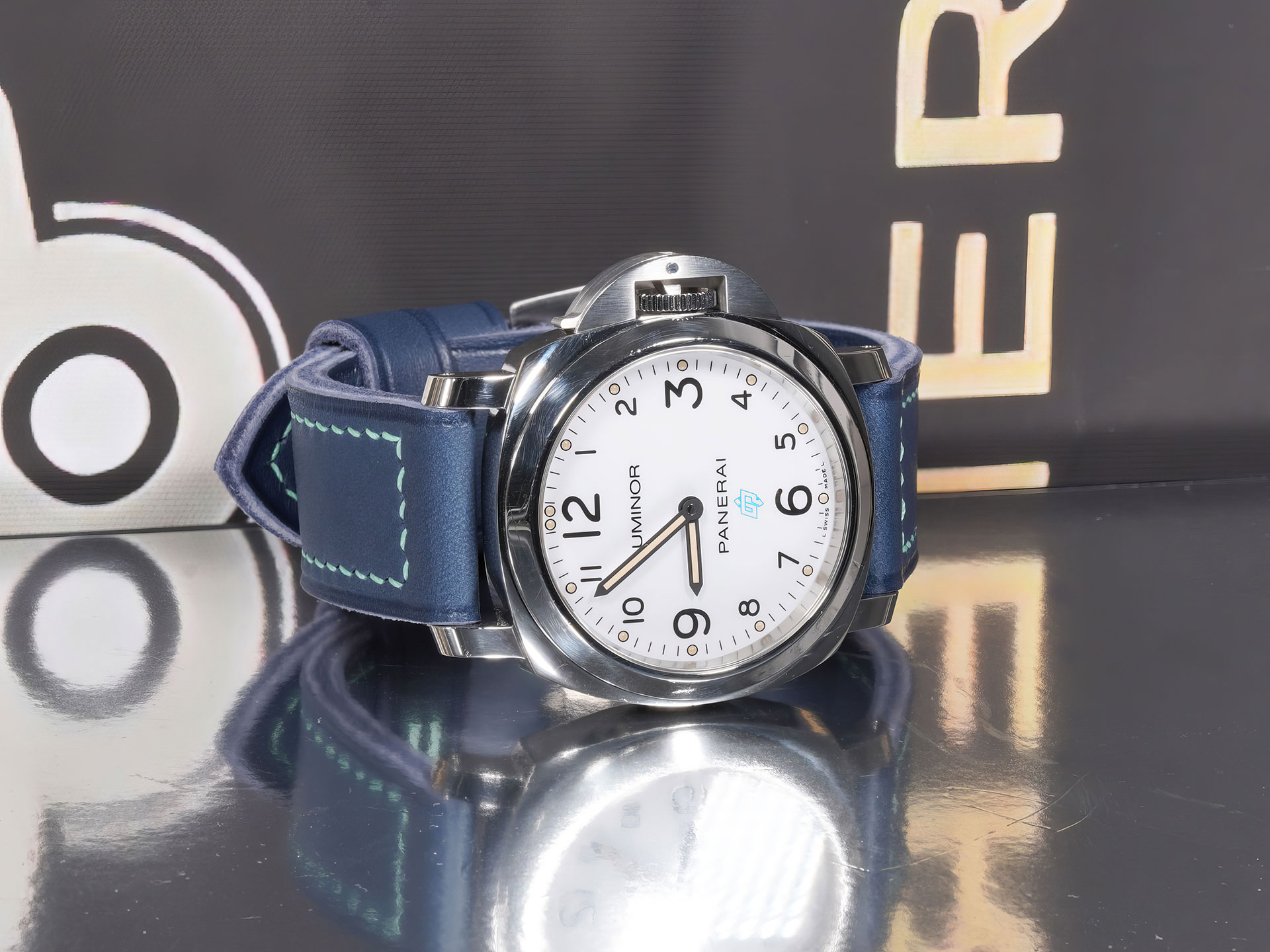 Atlas Blue Panerai Luminor watch strap thick and supple leather