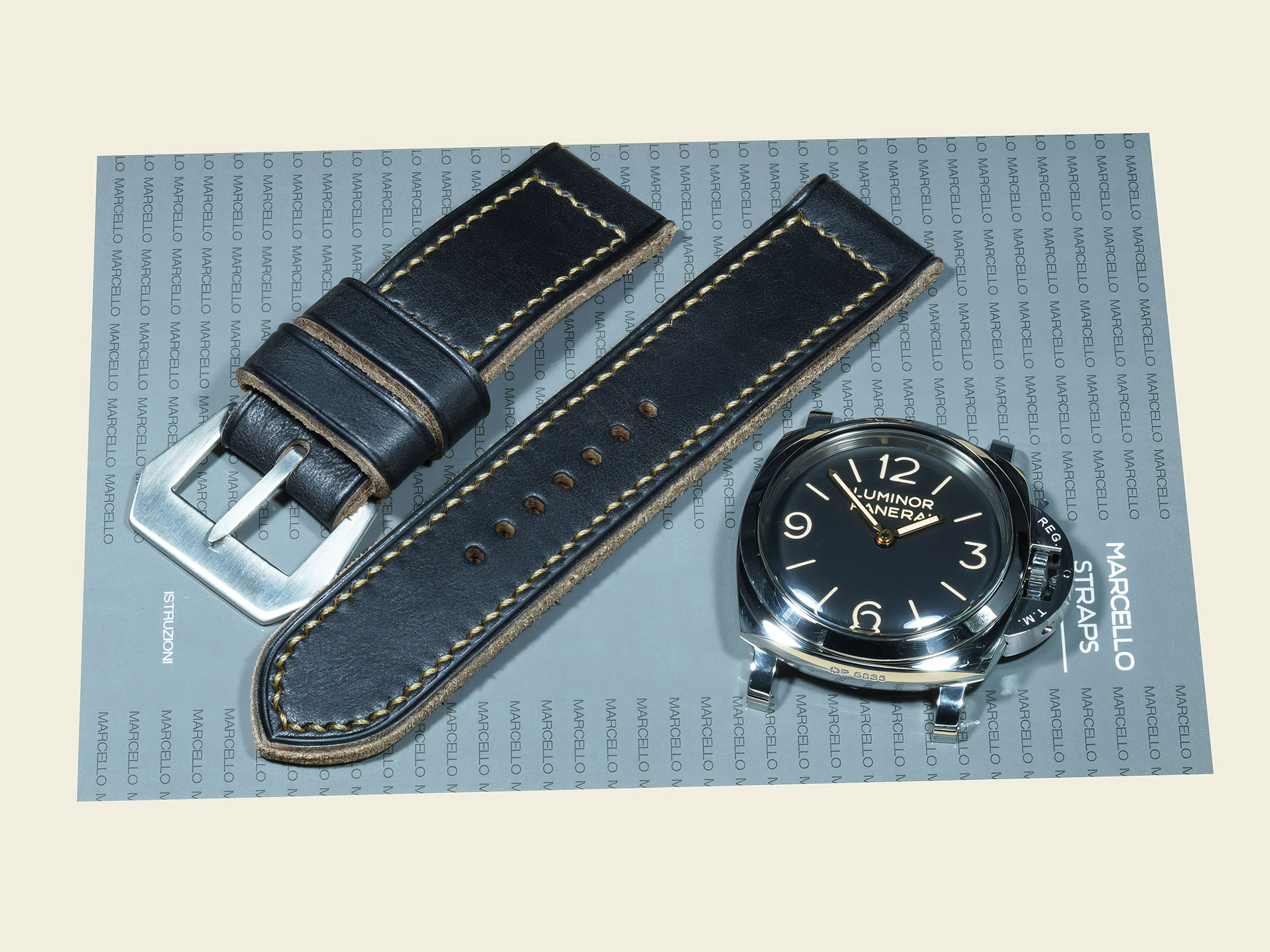 Premium Italian leather Panerai Luminor strap, thick and durable