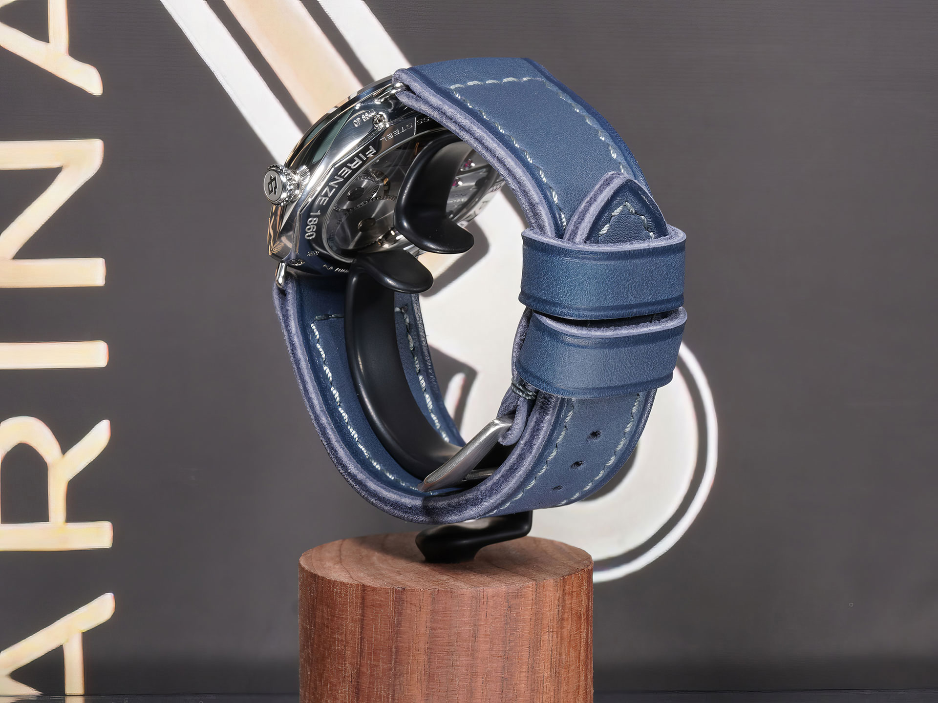 handmade blue Panerai Radiomir strap with wire lugs