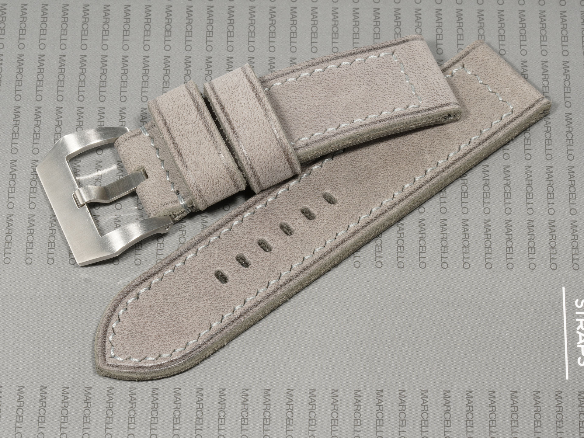 Classic Panerai Luminor strap in grey leather handmade finish