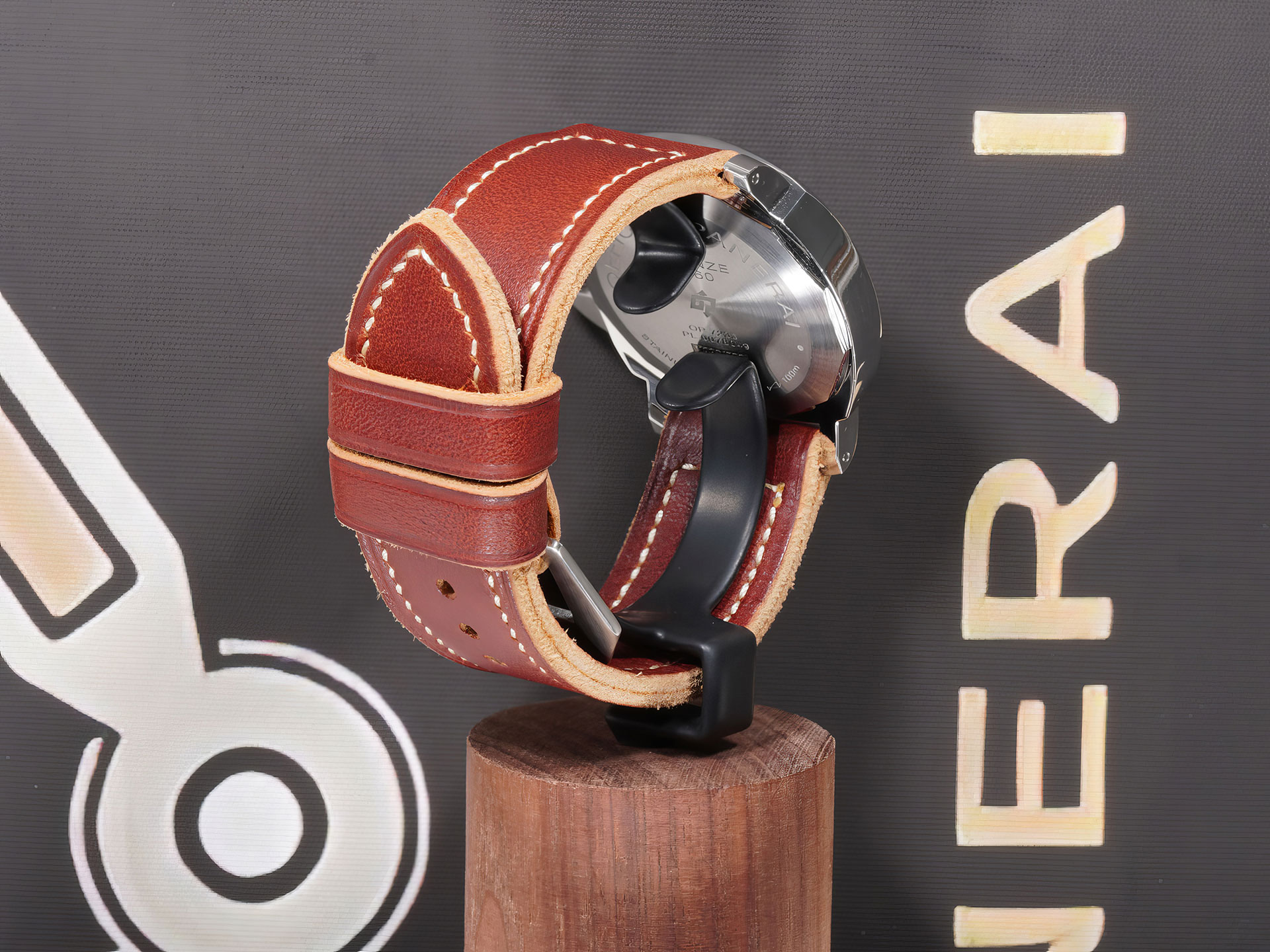 luxury burgundy Panerai Luminor strap showing warm tone and craftsmanship