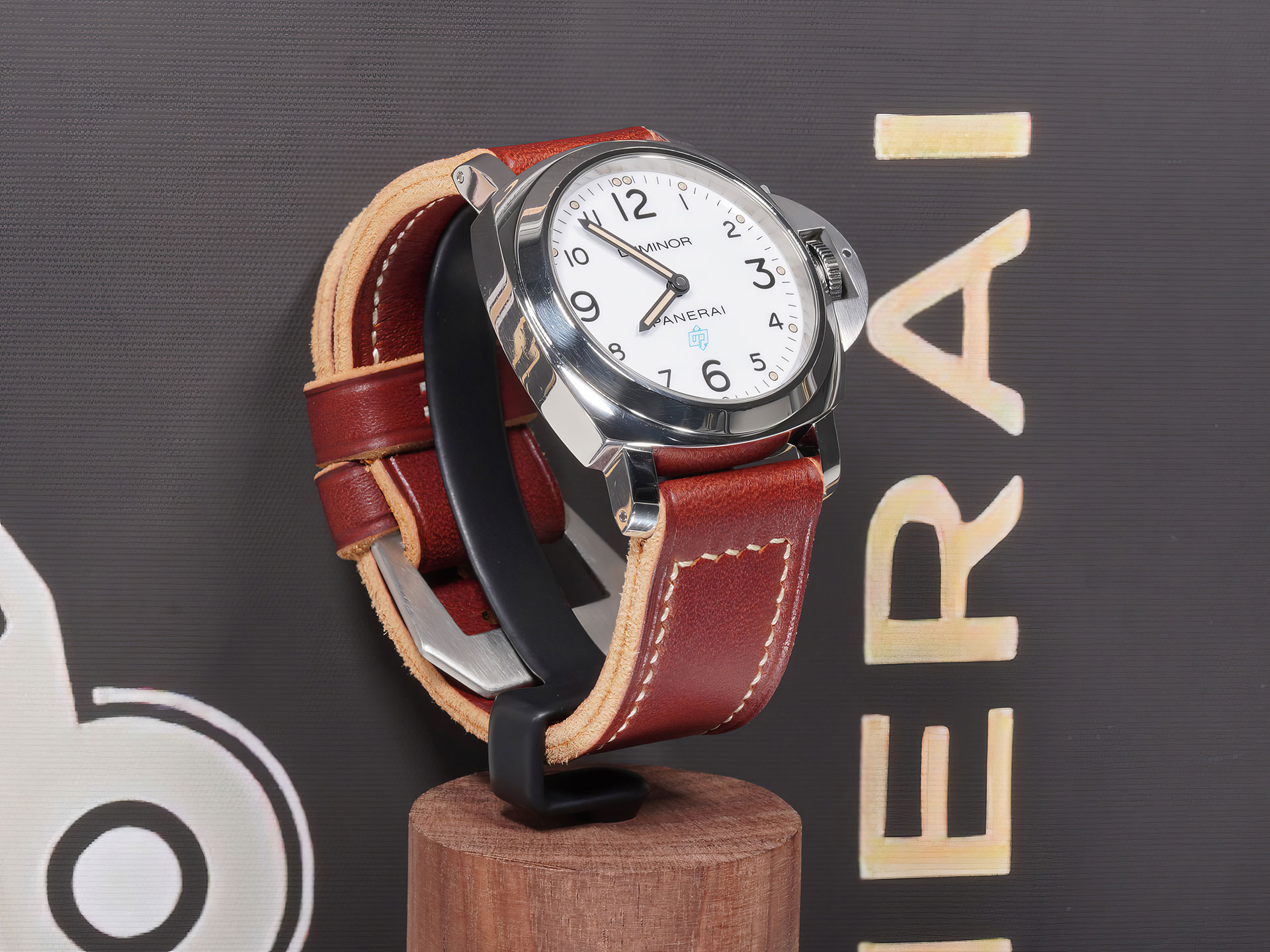 artisan-made burgundy Panerai Luminor strap with flat Pre-V pin buckle