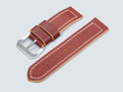 thick burgundy Panerai Luminor strap handmade from soft leather