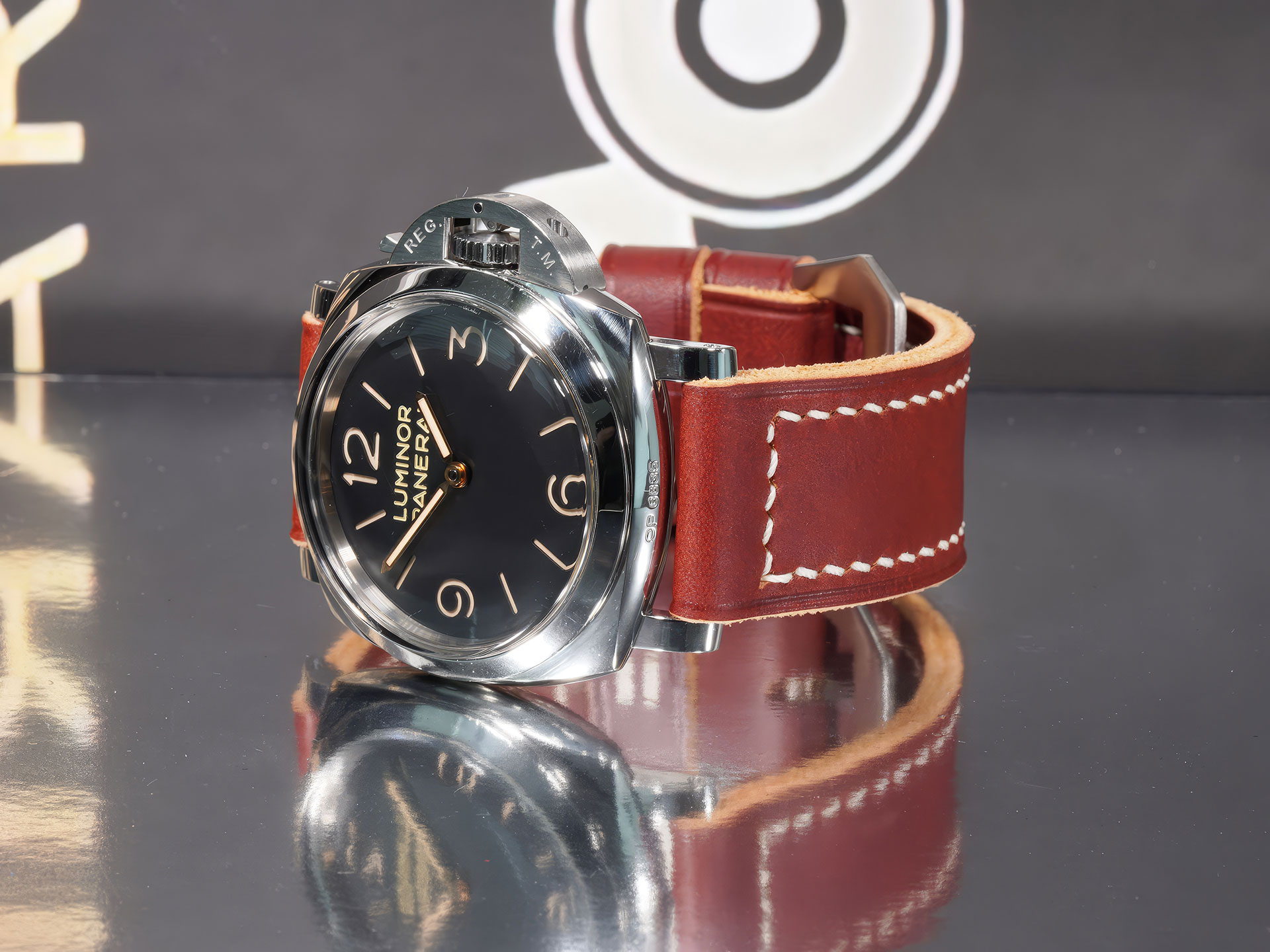 custom cherry red Panerai strap handcrafted by Marcello Straps