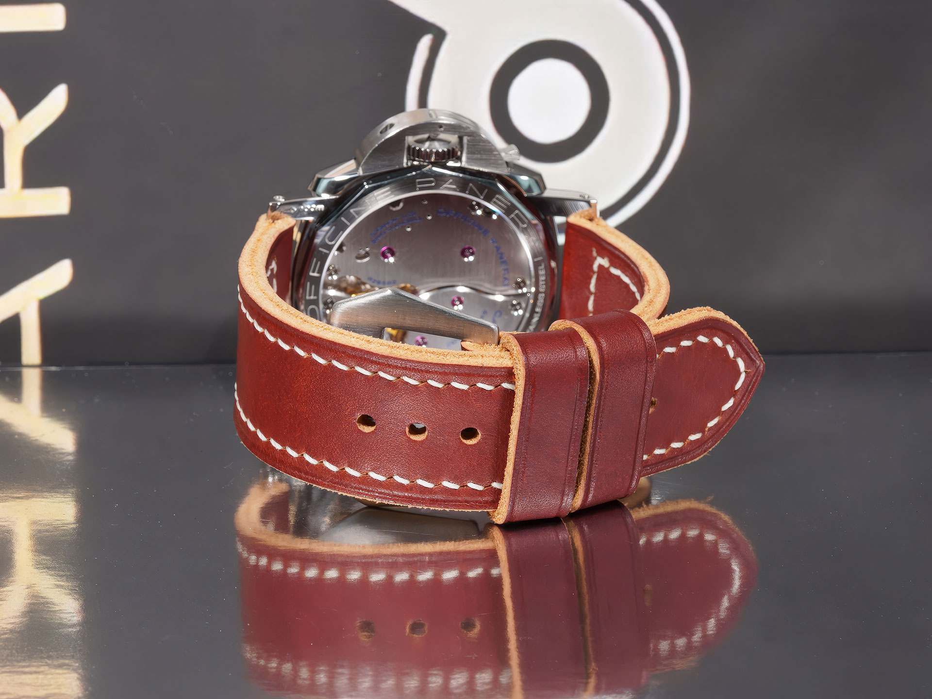 thick cherry red Panerai strap designed for 47mm Panerai