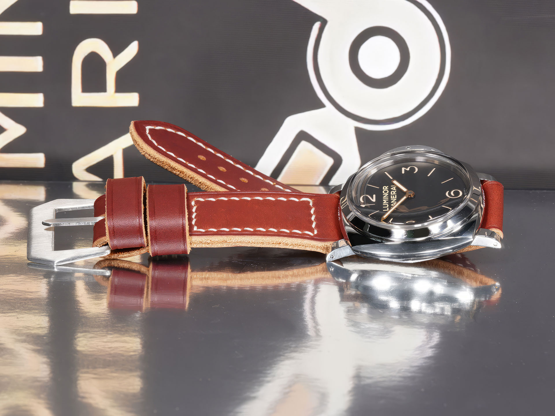 Marcello Straps cherry red Panerai strap on PAM00372