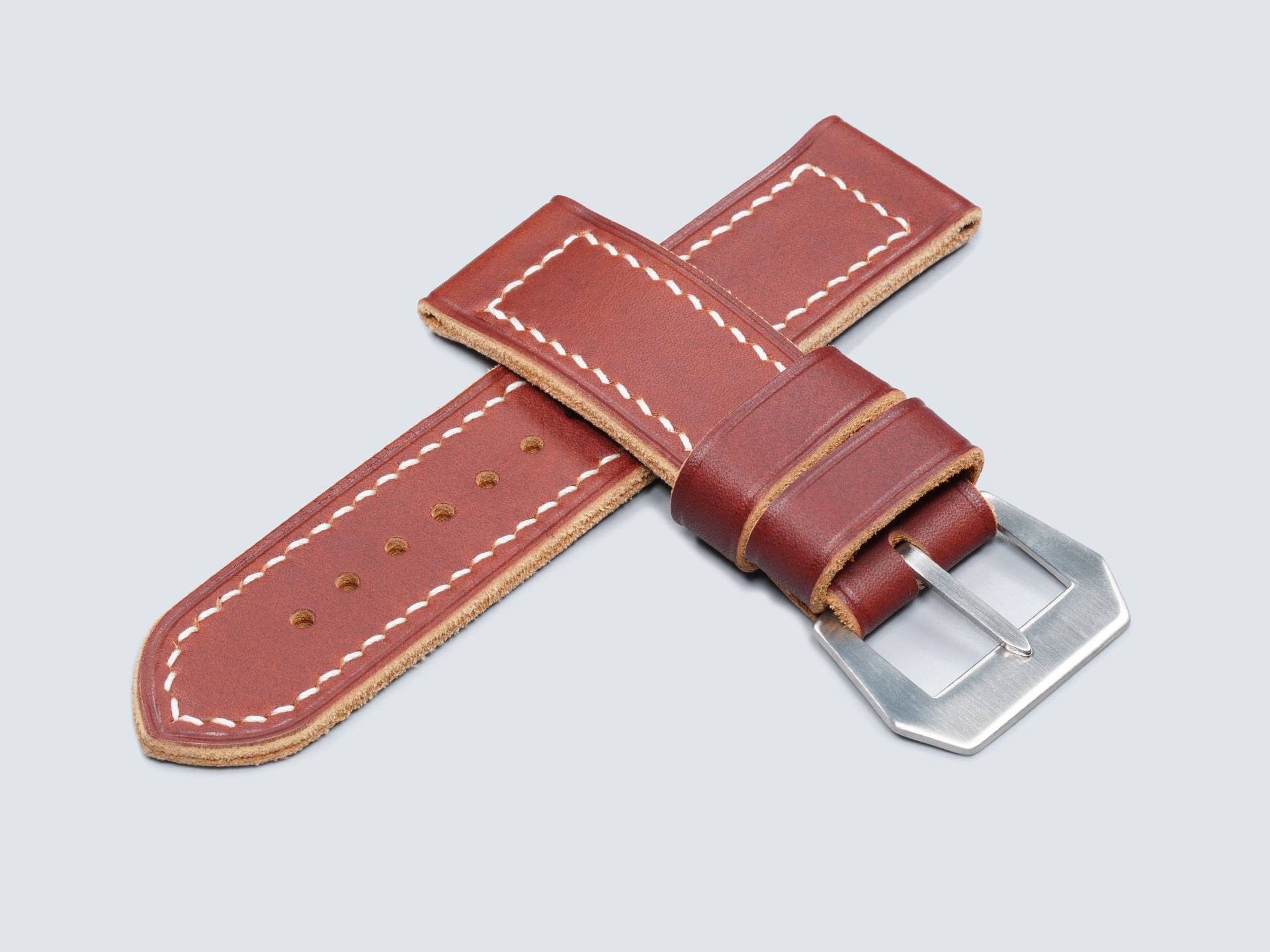 soft handmade burgundy Panerai Luminor strap for 44mm case