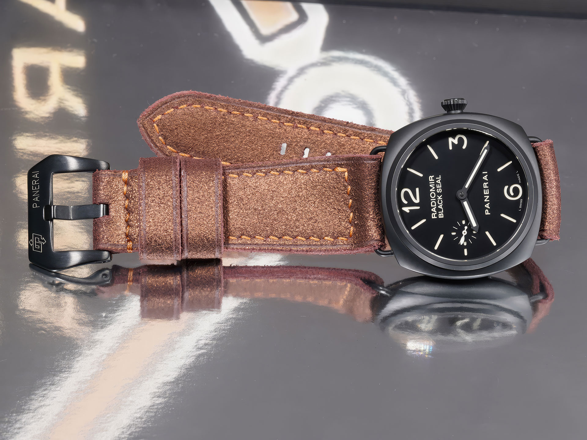 Marcello Straps handmade strap on Ceramic Panerai PAM00292