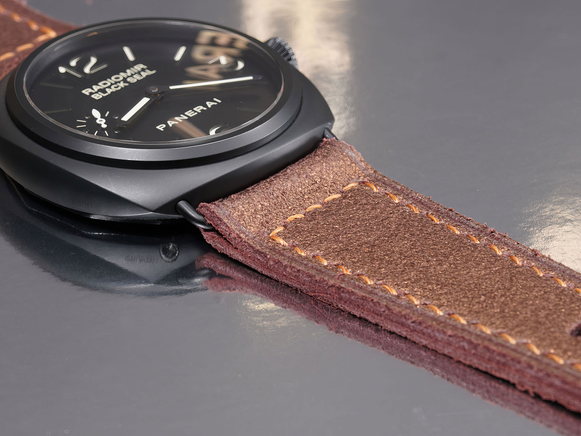 handcrafted leather strap paired with Ceramic Panerai PAM00292