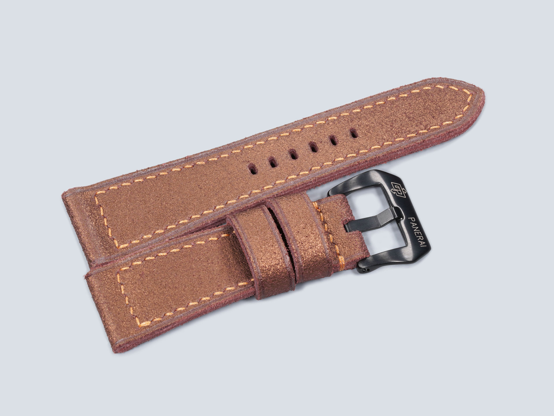Unique Panerai Radiomir Strap with light brown stitching