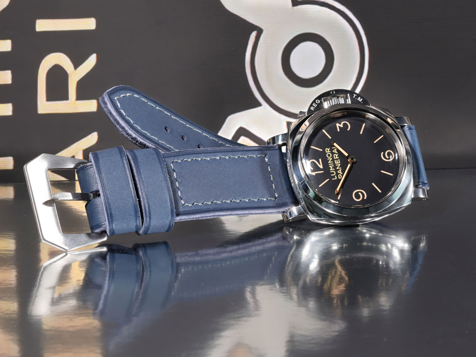 Marcello Straps thick blue Panerai strap on PAM00372