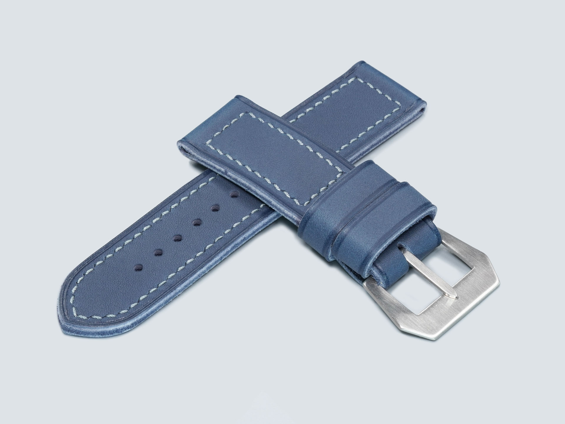 Thick Blue Panerai Strap handmade by Marcello Straps
