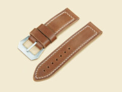 Thick Caramel Brown Panerai Strap with Vintage Pin Buckle, soft temper torpedo shape from Marcello Straps