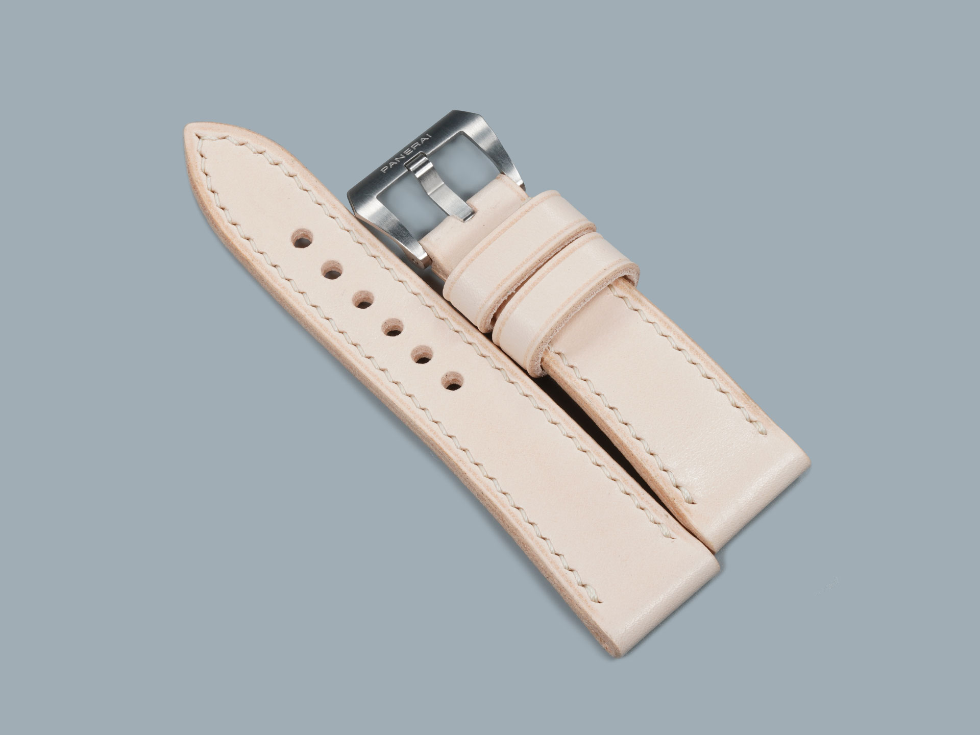 Marcello Straps light tan Radiomir strap 27mm to 22mm taper