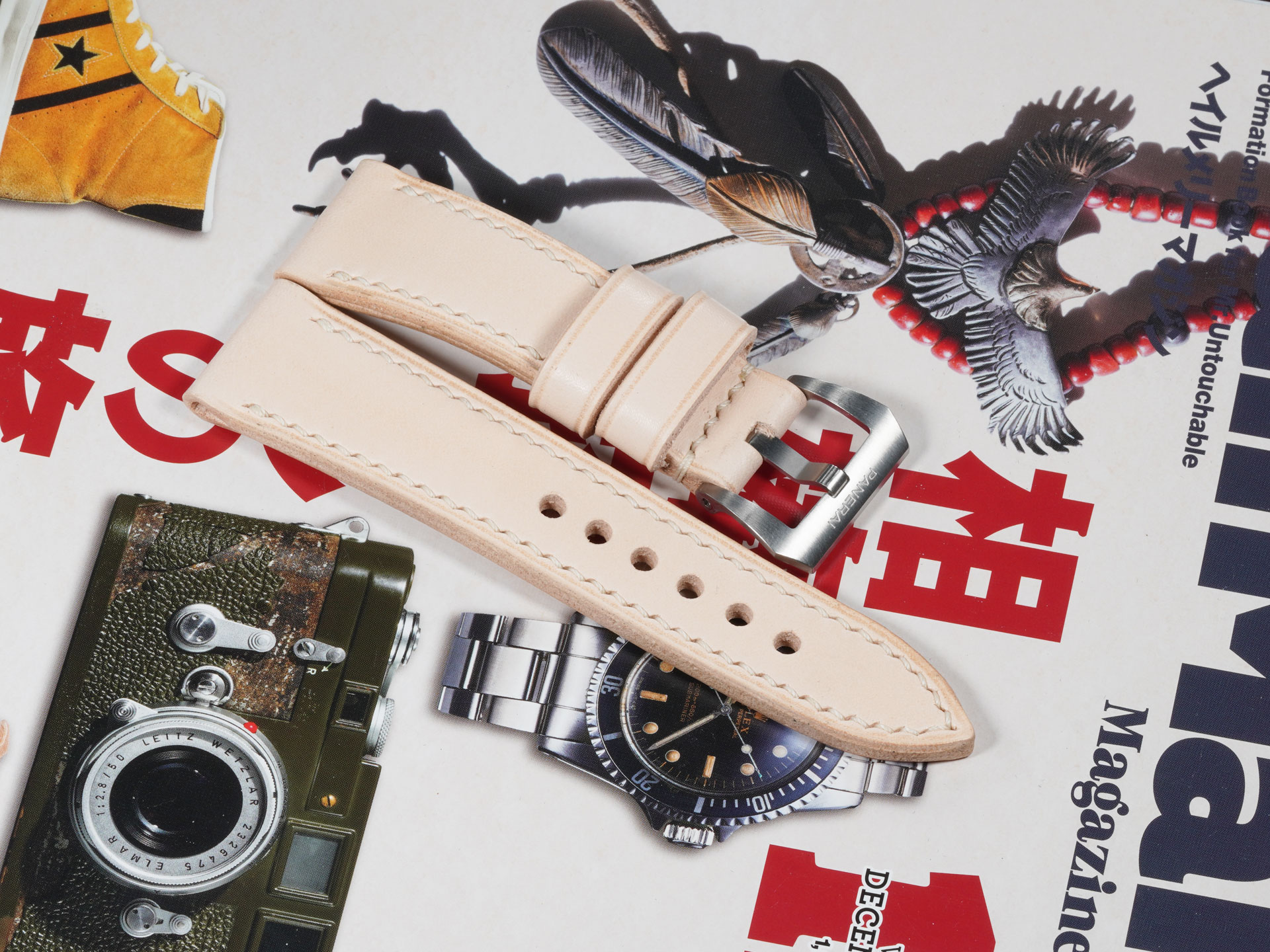 Thick Italian leather strap for Panerai Radiomir