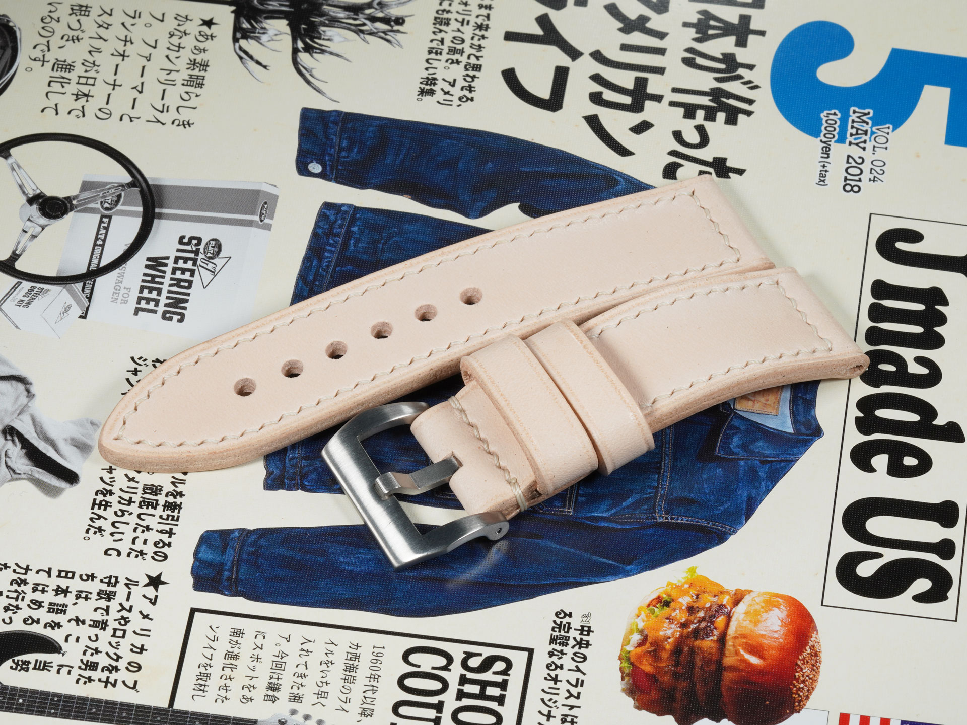 Light Tan Panerai 47mm Strap large circular holes