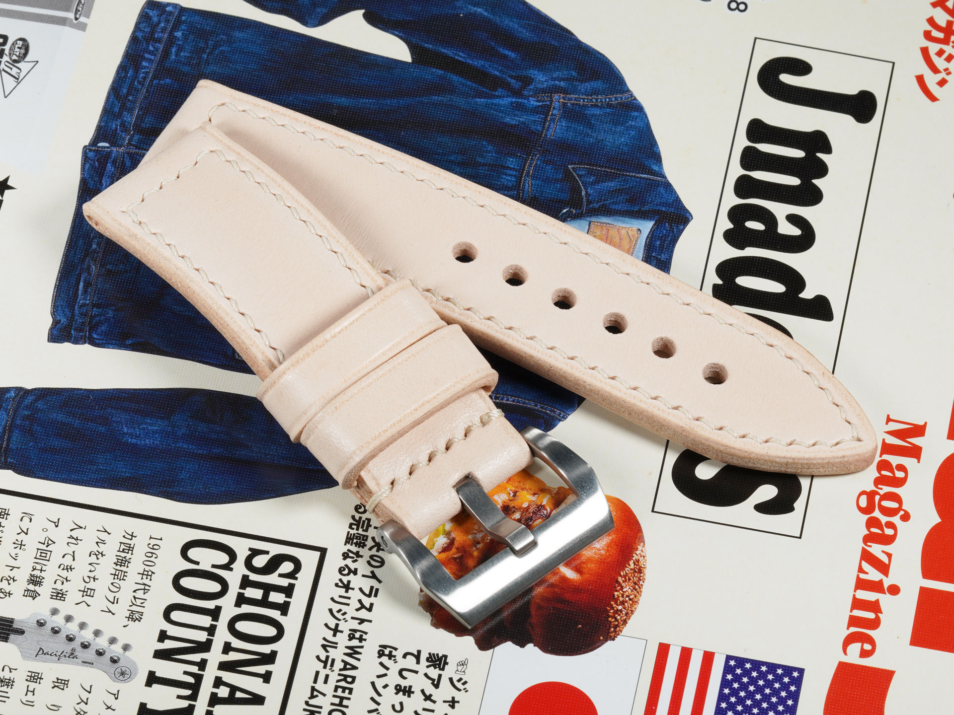 Italian leather Light Tan Panerai 47mm Strap