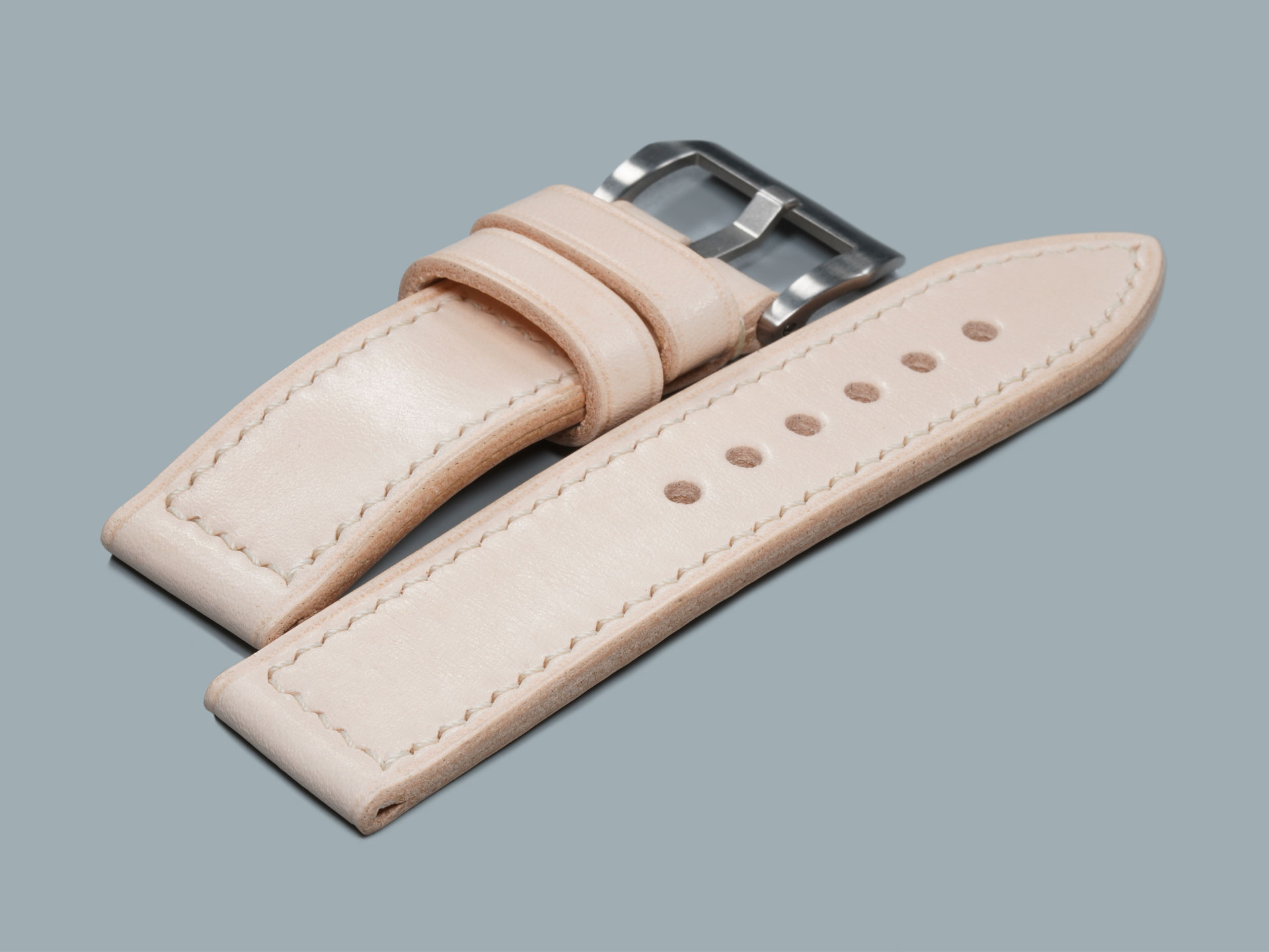 Box stitched Light Tan Panerai 47mm leather strap