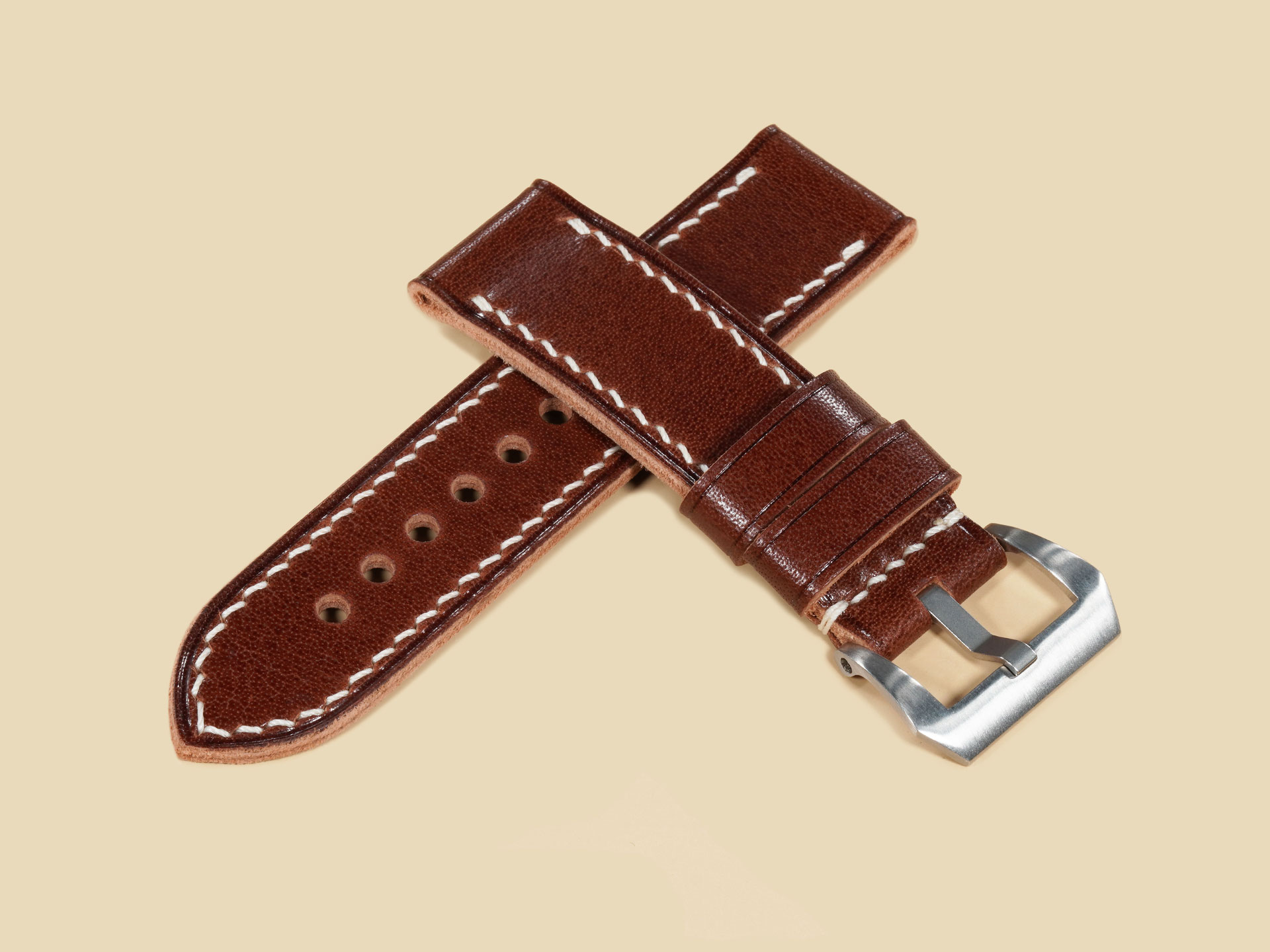 Brown water-buffalo Panerai Ranger Strap Made of Calf Leather for OEM Buckle