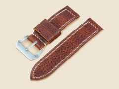 Textured Brown Panerai Strap with Vintage Pin Buckle, soft temper torpedo shape handcrafted from Marcello Straps