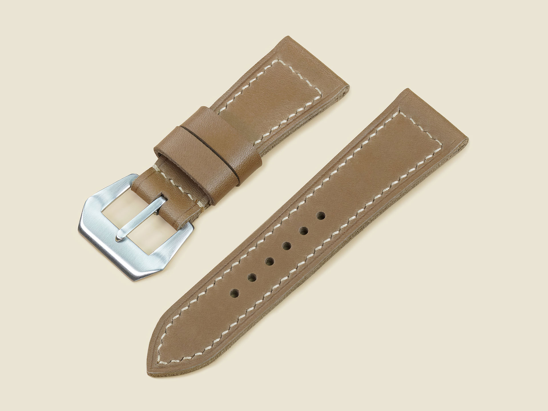 Vintage Style Panerai Radiomir Strap soft temper leather with vintage pin buckle handcrafted from Marcello Straps