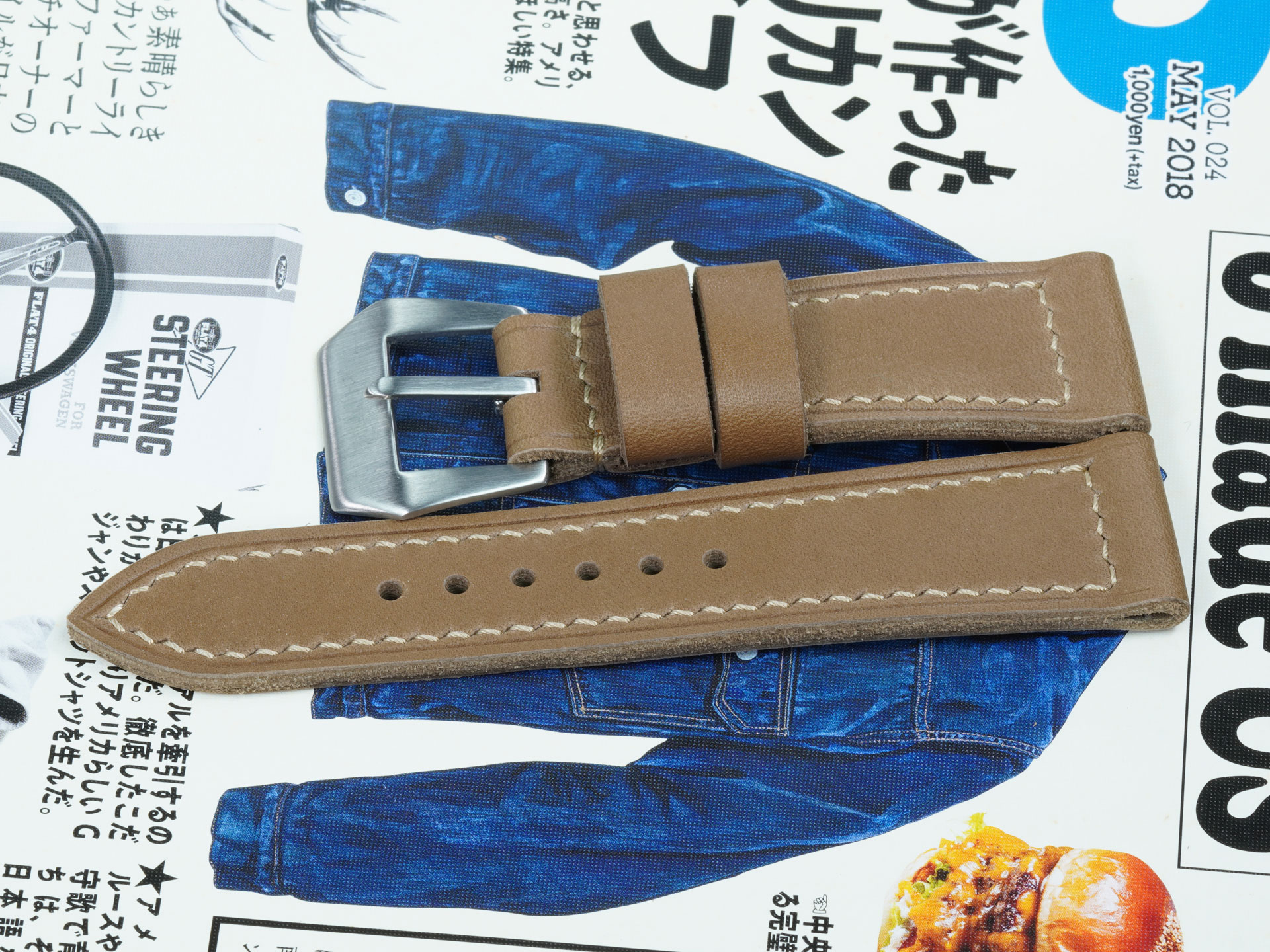 Vintage Style Radiomir strap designed for pin buckle fitment handcrafted by Marcello Straps