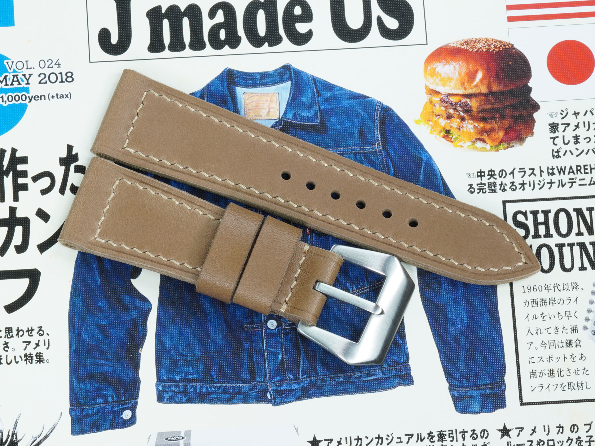 Classic color Panerai Radiomir strap vintage style handcrafted leather band