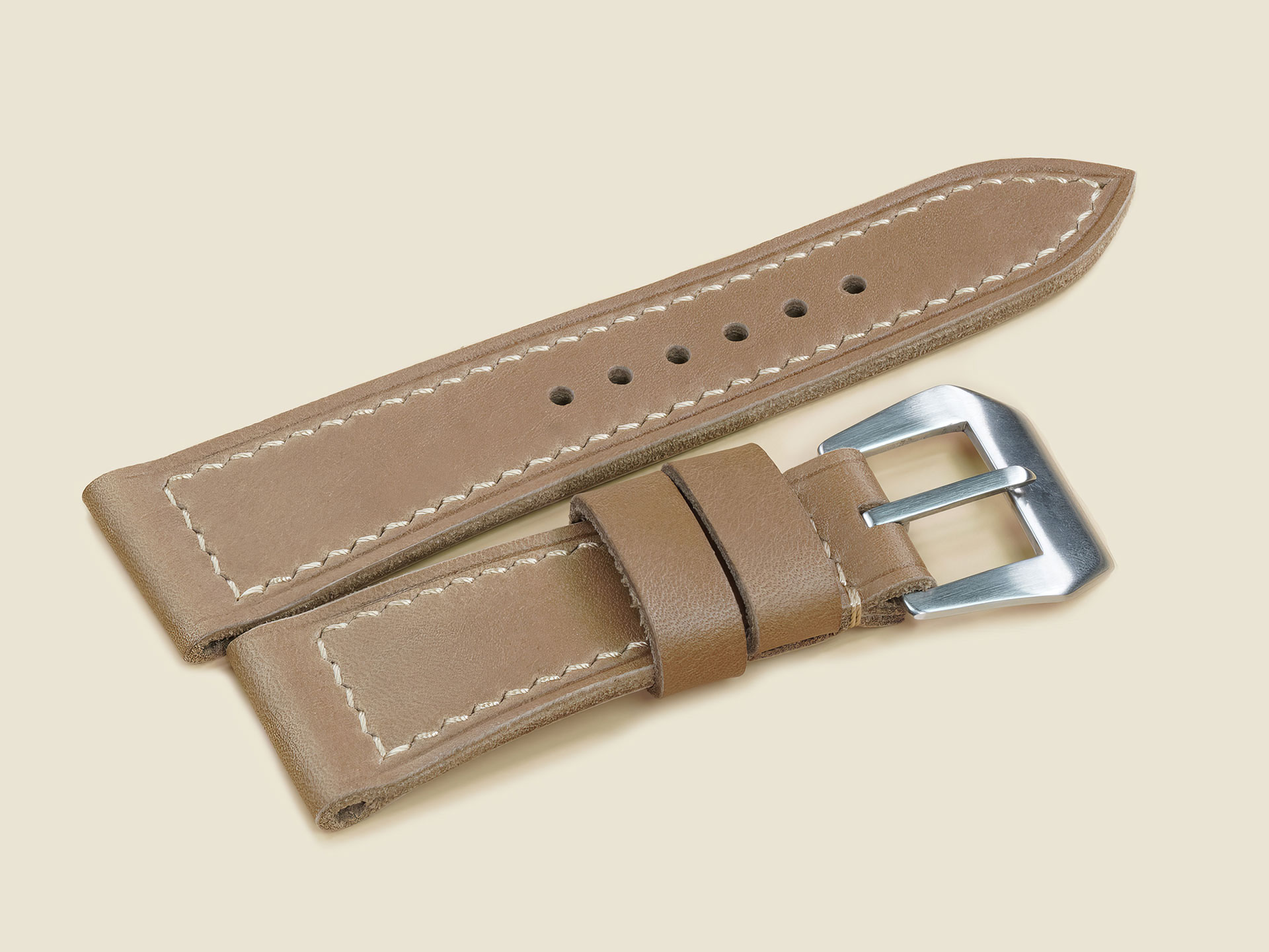 Handcrafted Panerai Radiomir strap vintage style leather with boxed stitching pattern