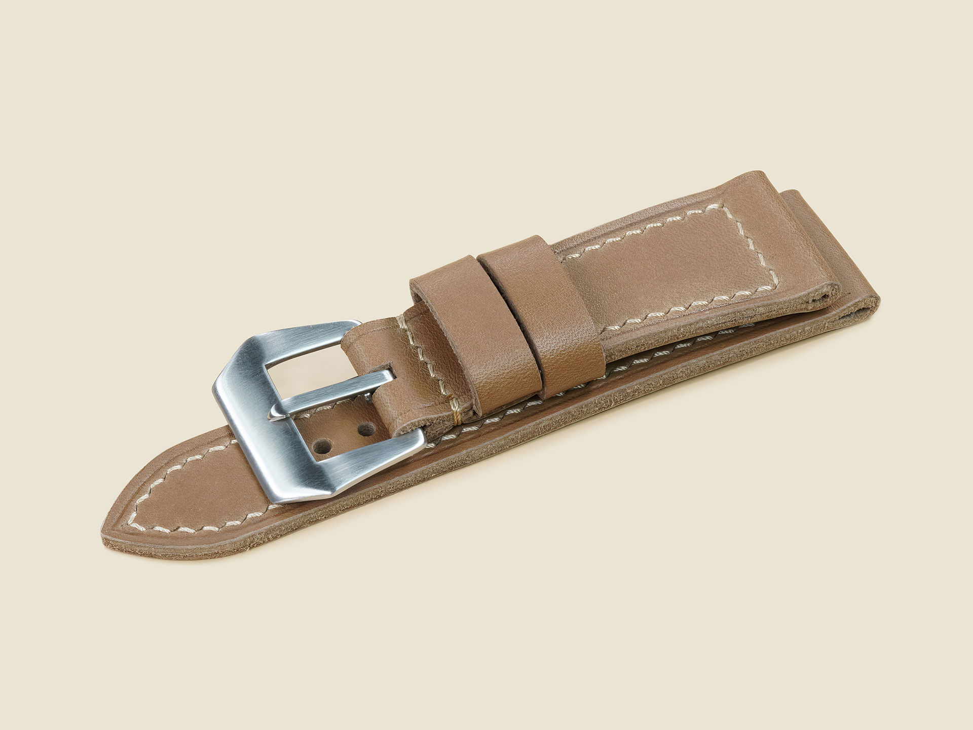 Classic brown Vintage Style Panerai Radiomir Strap with curved vintage pin buckle