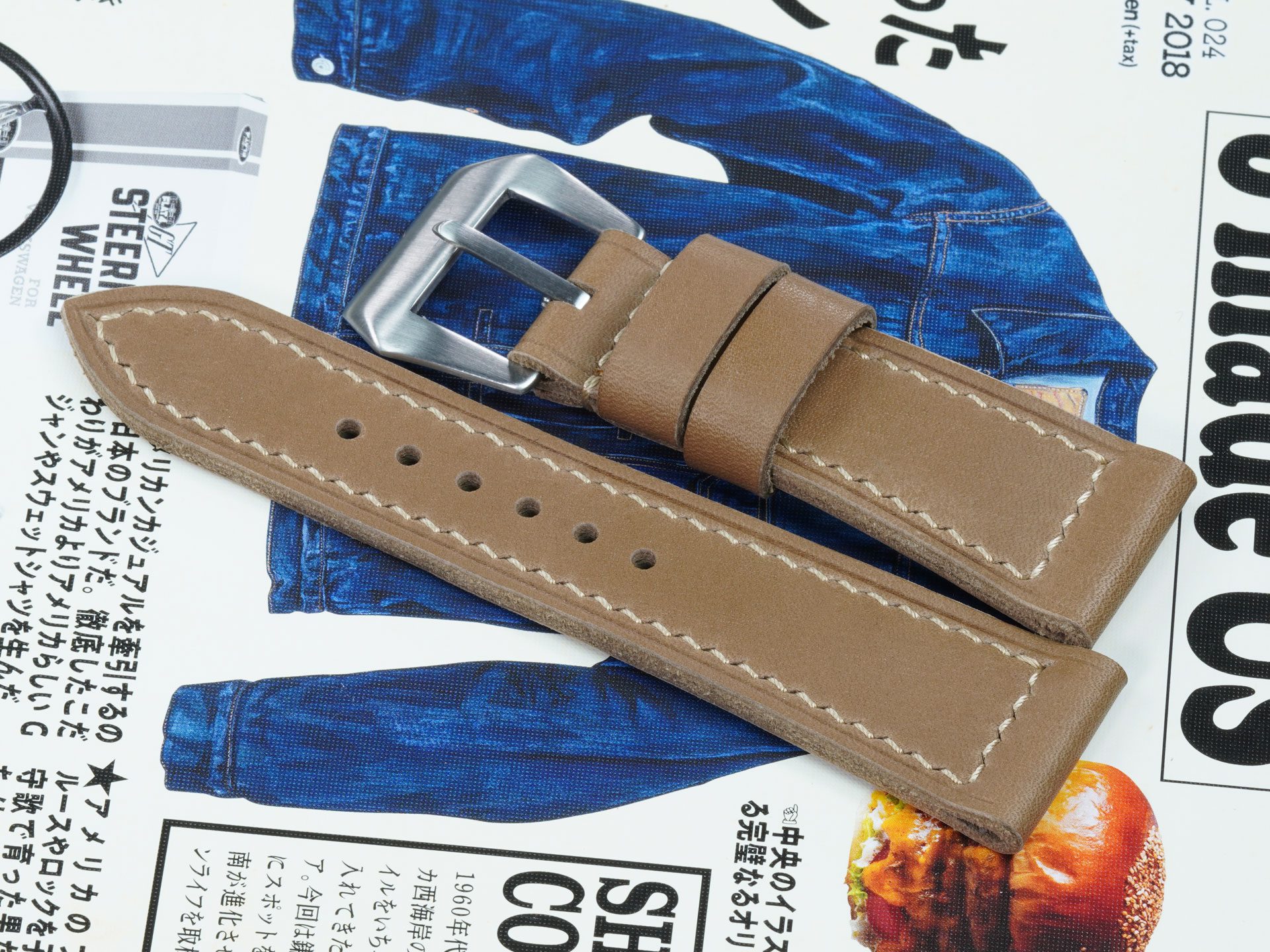 Soft temper leather Panerai Radiomir strap in classic color from Marcello Straps