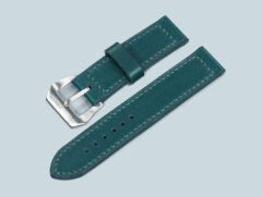 Soft vintage Pre-V style teal green Panerai 44mm strap handcrafted with sewn vintage pin buckle