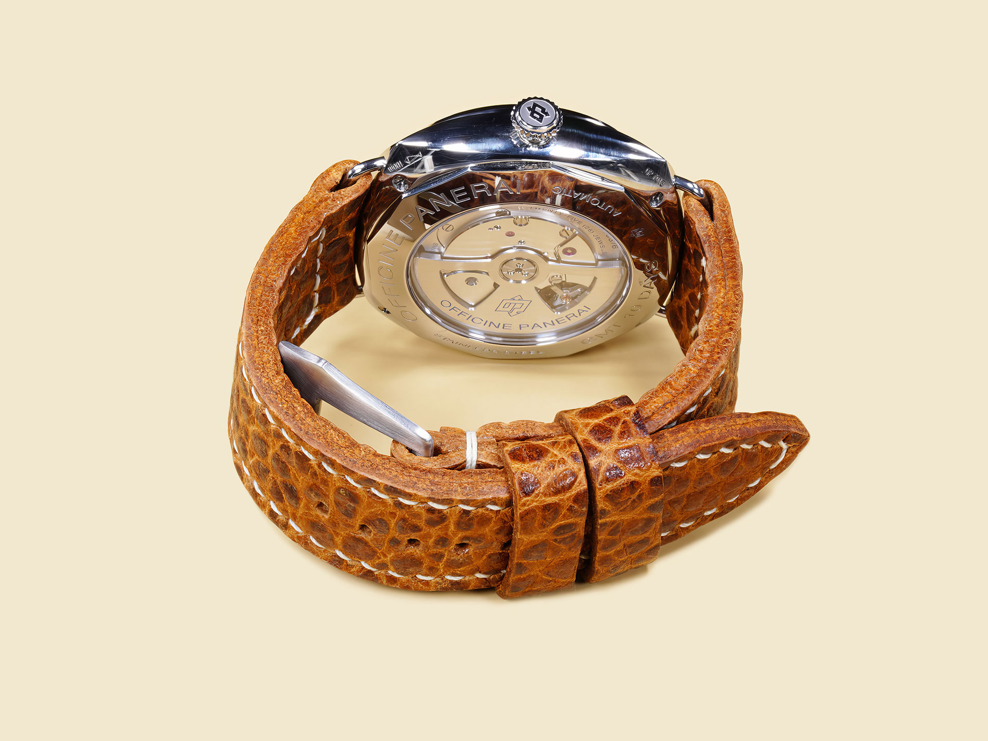 Soft-grain brown buffalo leather strap for Panerai Radiomir watches.