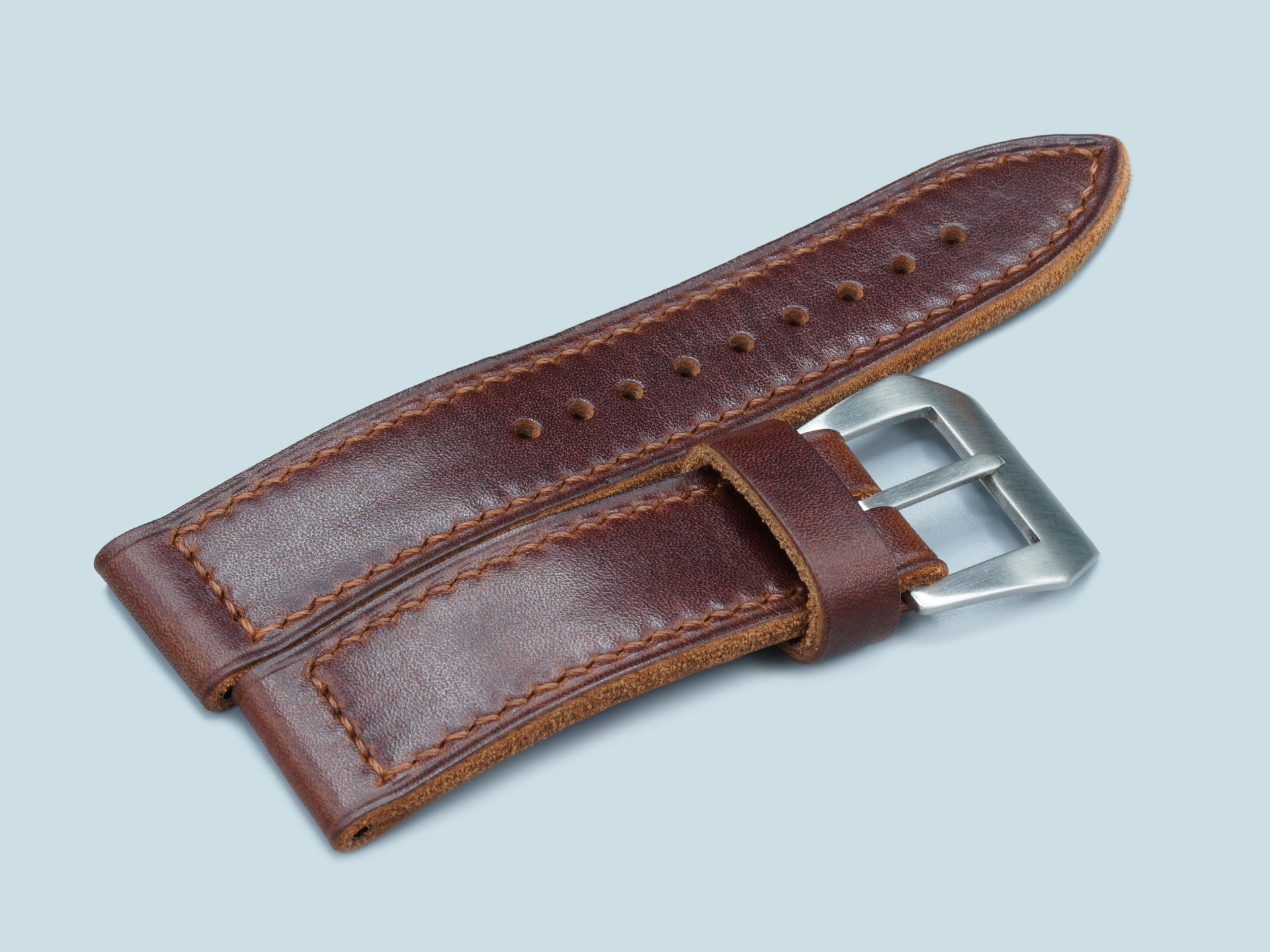 44mm-Panerai-Luminor-compatible-brown-leather-strap-with-ivory-stitching
