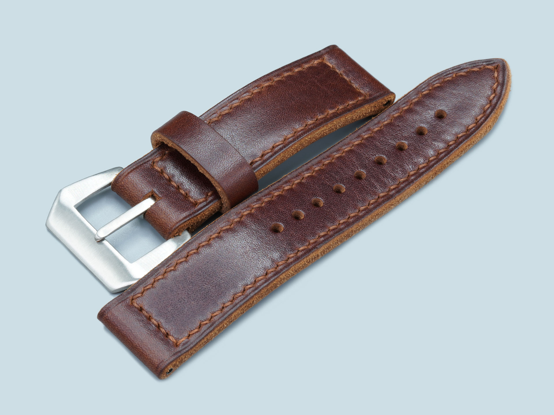 Marcello-Straps-signature-vintage-brown-hide-with-burnished-edges