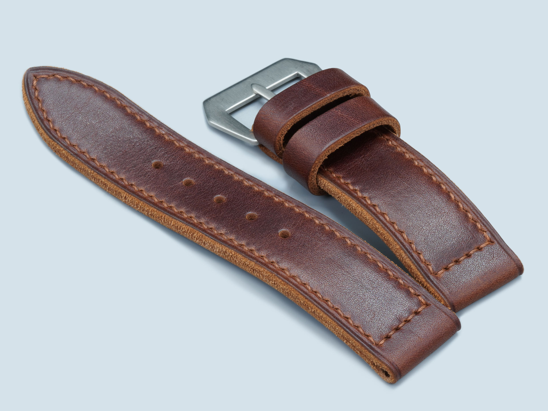 Brown semi-gloss leather strap 26mm for Panerai 372.