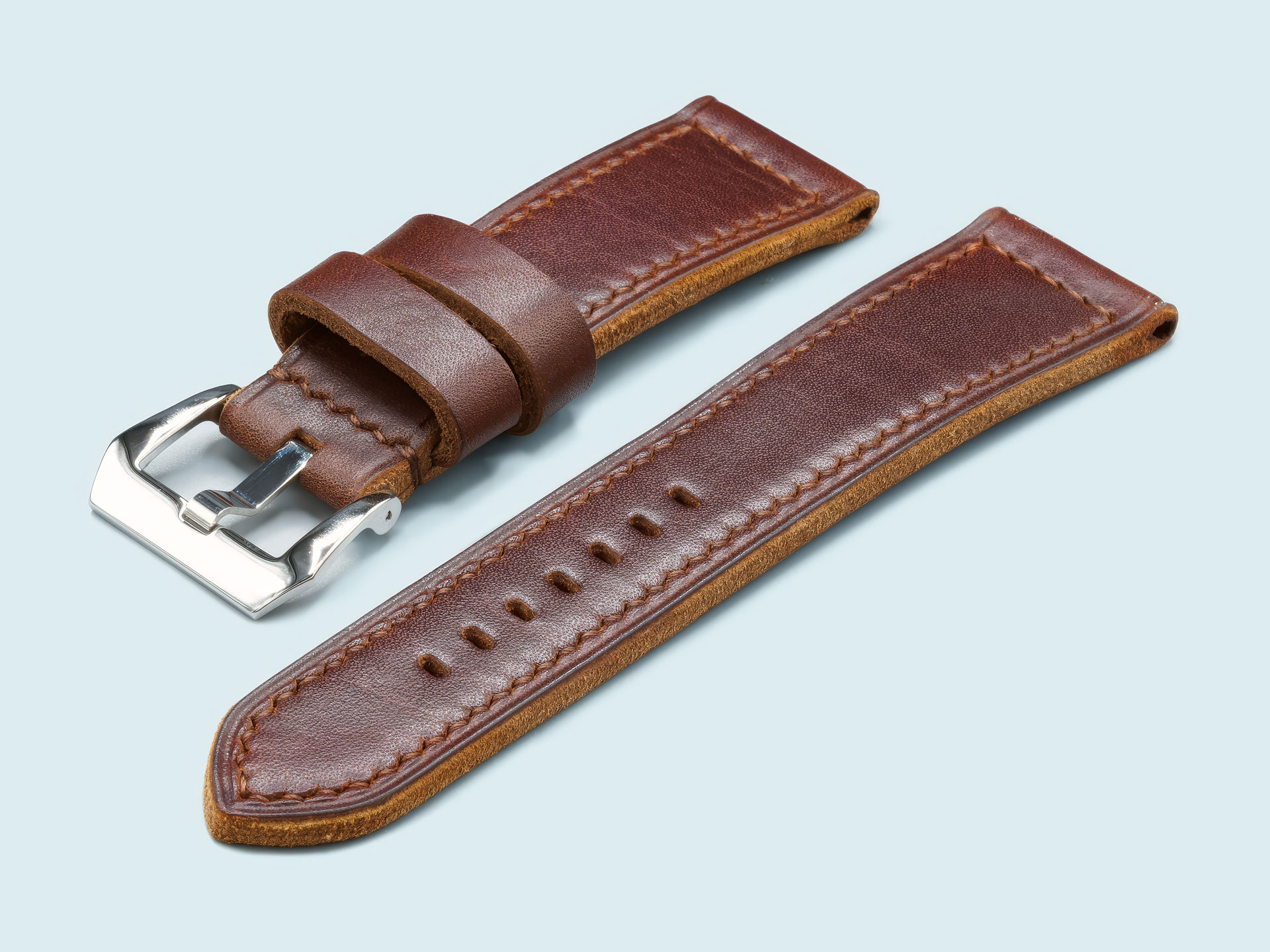 Handmade Thick Brown Leather Strap Compatible with Panerai Radiomir