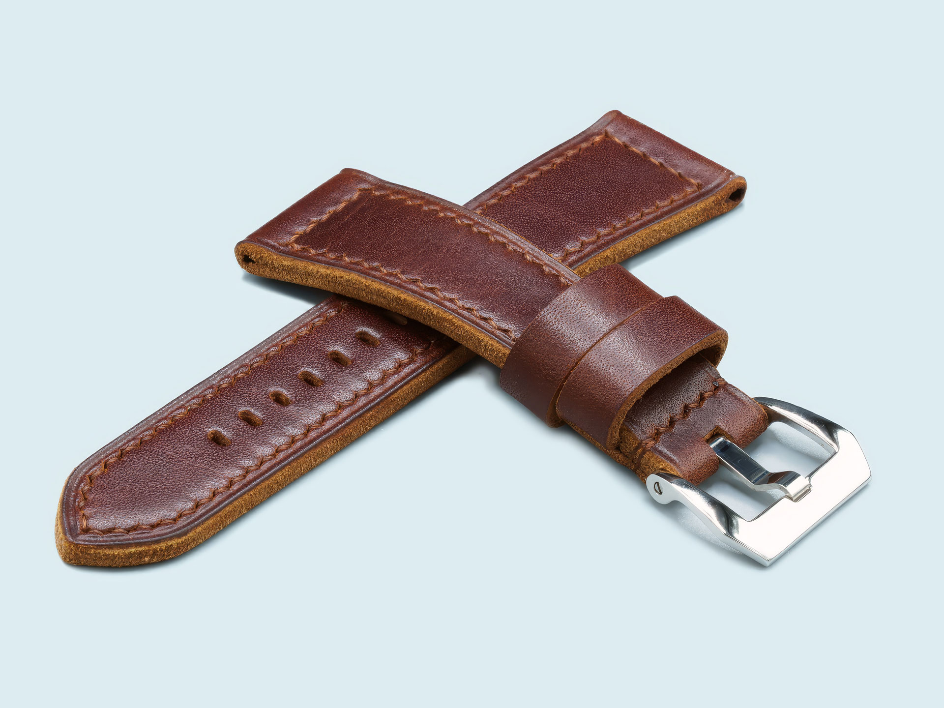 Brown Handmade Leather Radiomir Strap with Buckle – Panerai Compatible