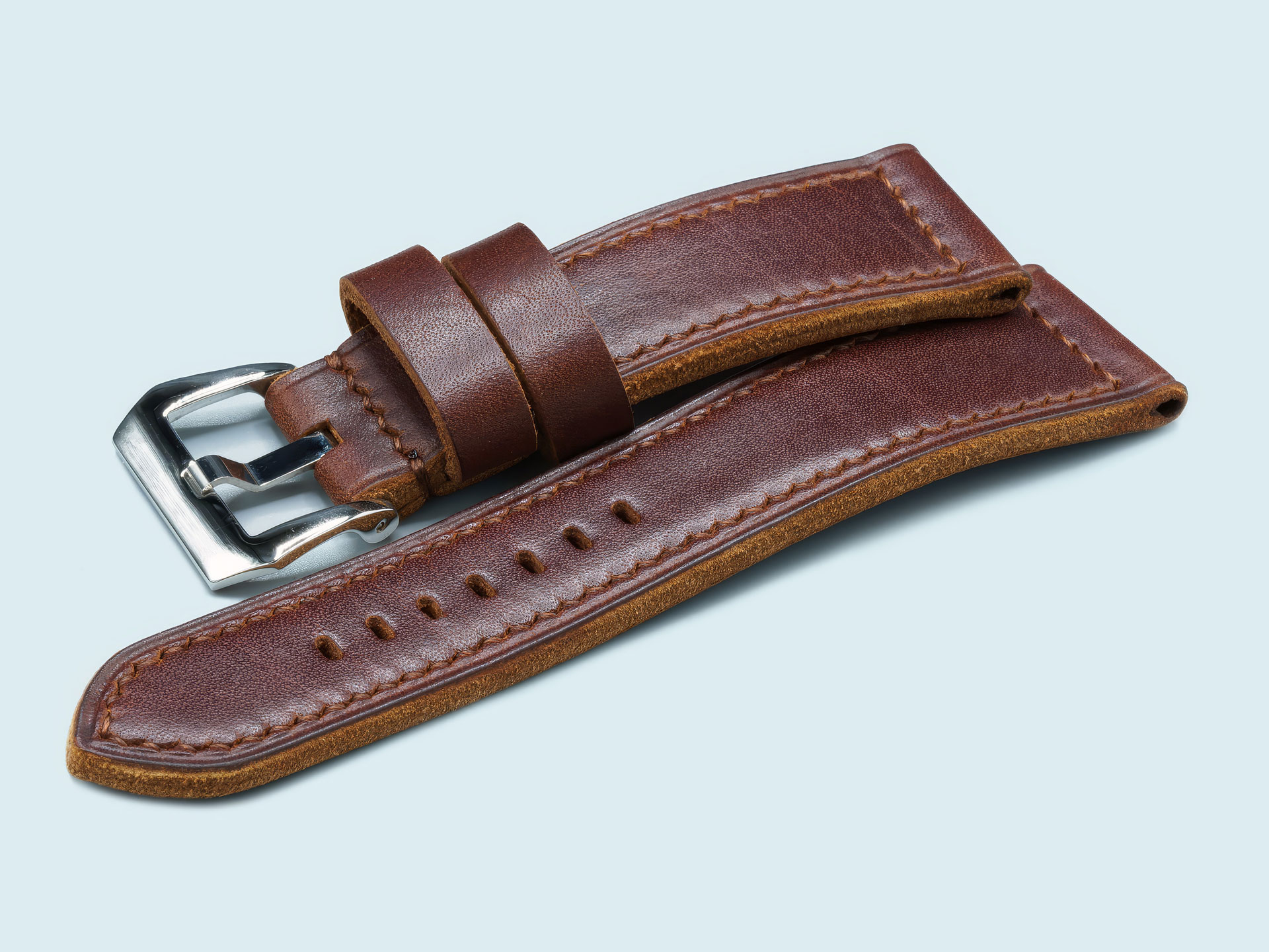 Handmade Panerai Radiomir Leather Strap – Thick Brown Tapered Design