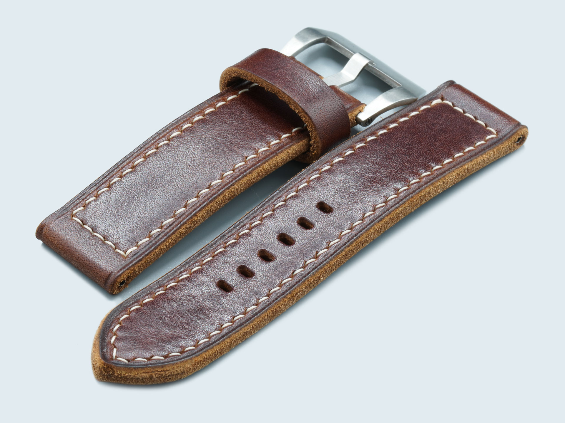 Thick 44mm Panerai strap with OEM buckle worn on wrist