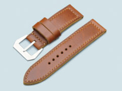 Vintage tan Panerai strap handcrafted in tan leather with flat buckle for 47mm watches