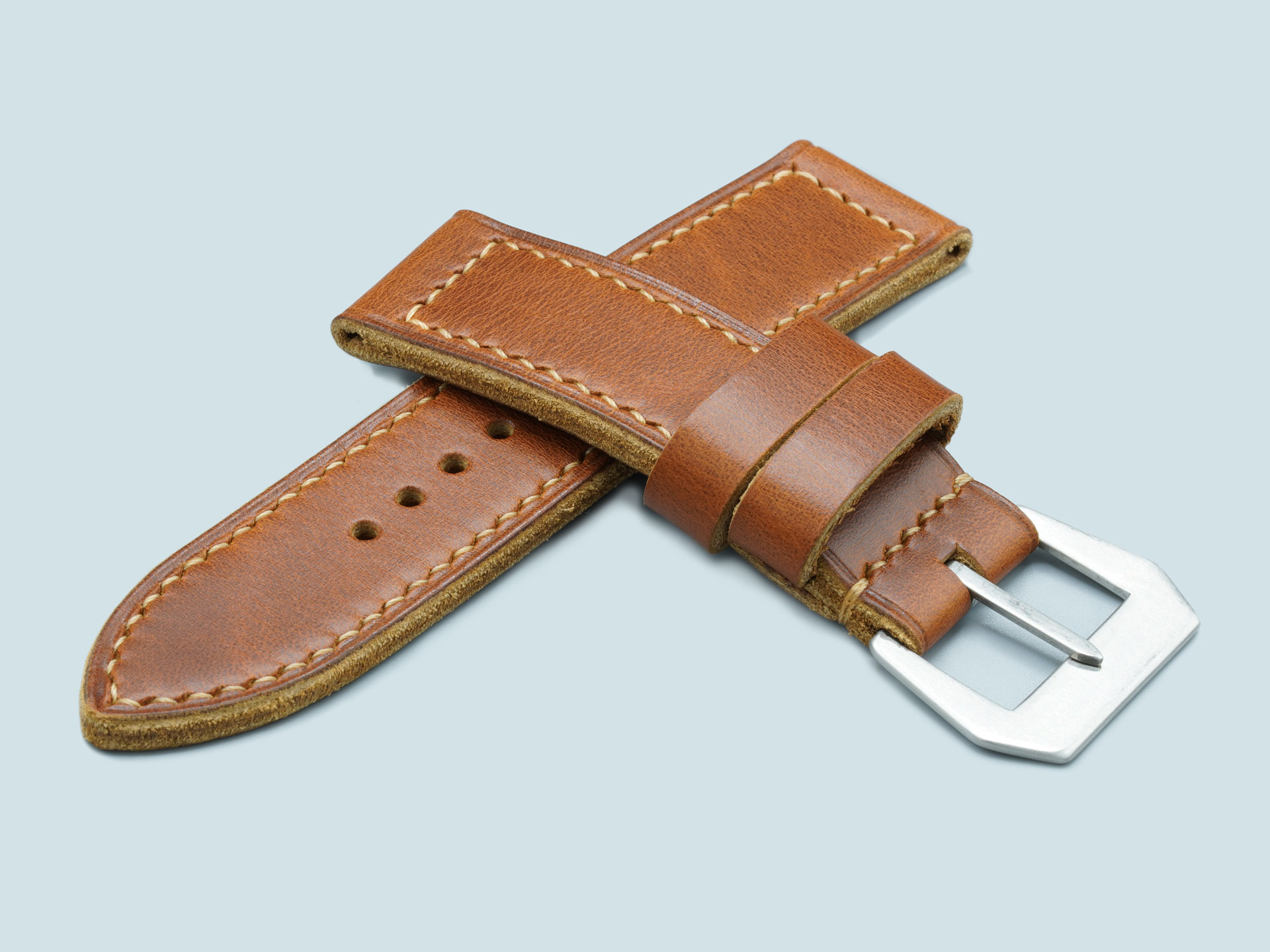 47mm Panerai watch fitted with a handcrafted vintage tan leather strap