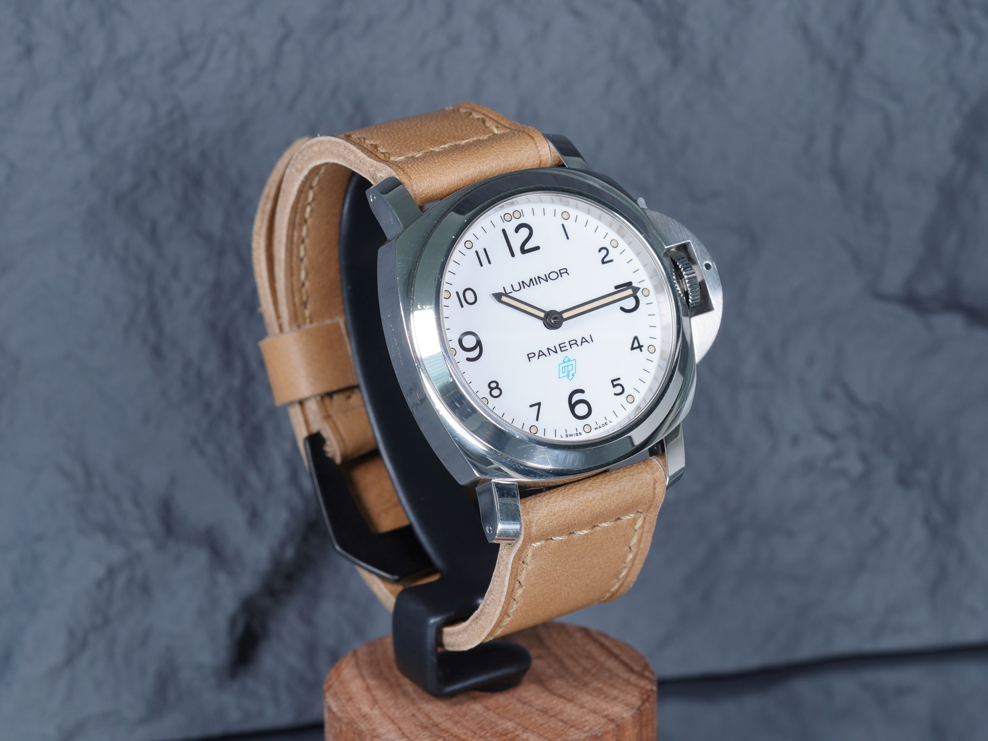 Marcello Straps' 44mm Panerai strap, tan leather with vintage buckle