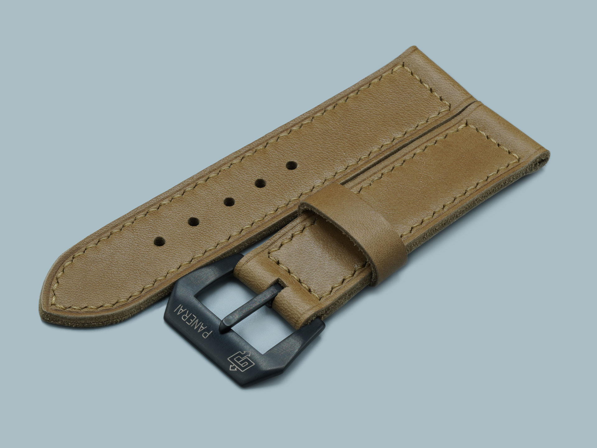 Handcrafted by Marcello Straps, this tan strap fits 44mm Panerai cases