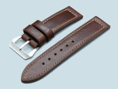Dark brown vintage style Panerai strap for 47mm Luminor, full length view