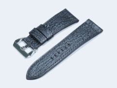 Squalo Nero black shark leather strap mounted on a 45mm Panerai Radiomir watch.